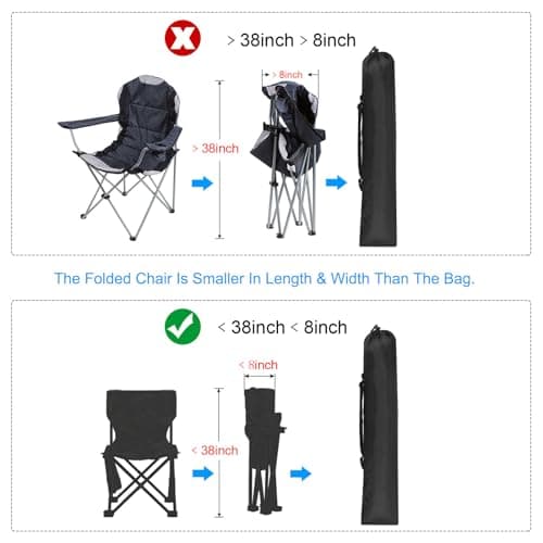 PATIKIL 38x10 Inch Camp Chair Replacement Bag, Nylon Folding Camping Chair Carry Bag Tripod Case with Handle for Outdoor Camping, Black — view 5