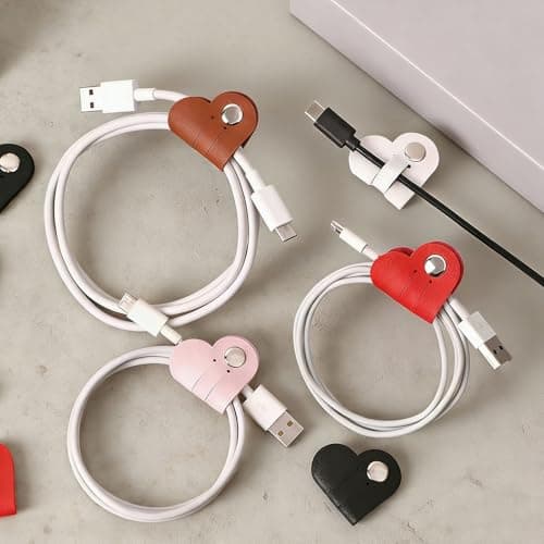 PureSphere 10-Pack Heart Shape PU Cable Tidy Straps, Random Multicolour — view 4