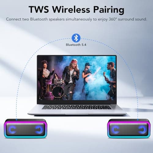 IKT Bluetooth Speaker, 40W Loud Stereo Sound Portable Speaker, 30Hrs Playtime, Speakers Wireless Bluetooth 5.4, Deep Bass,TWS Pairing, 7 RGB lights, IPX7 Waterproof, Speakers for Home/Party/Outdoor — view 5