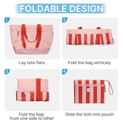 G4Free 35/50L Foldable Beach Bag with Zipper Pockets, Waterproof Tote Pool Handbags for Women, Compatible with Stanley Cup, Weekender, Travel, Holiday — view 4