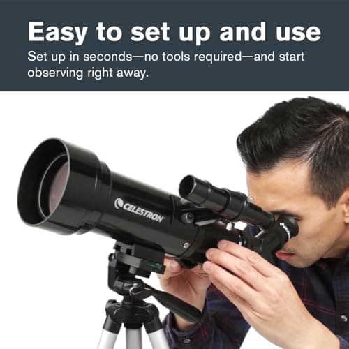 Celestron 21035 Travel Scope 70 Portable Refractor Telescope Kit with Backpack, Black — view 2