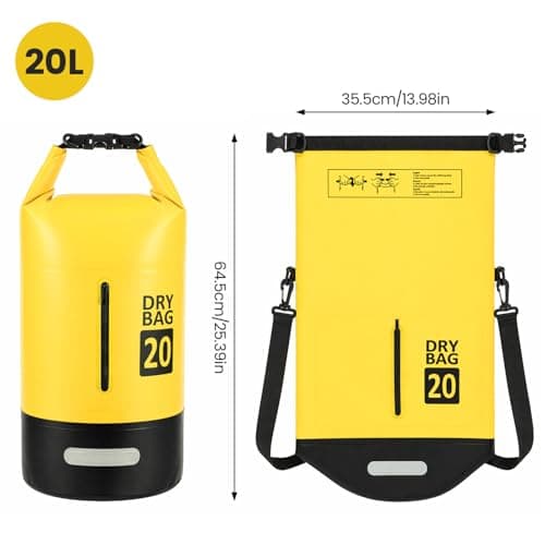 SUNNYNEST 20L Waterproof Dry Bag Backpack with Phone Pouch, Roll Top PVC Dry Sack with Adjustable Shoulder Straps for Kayaking, Boating, Fishing, Swimming, Camping & Beach, Orange (Yellow) — view 5