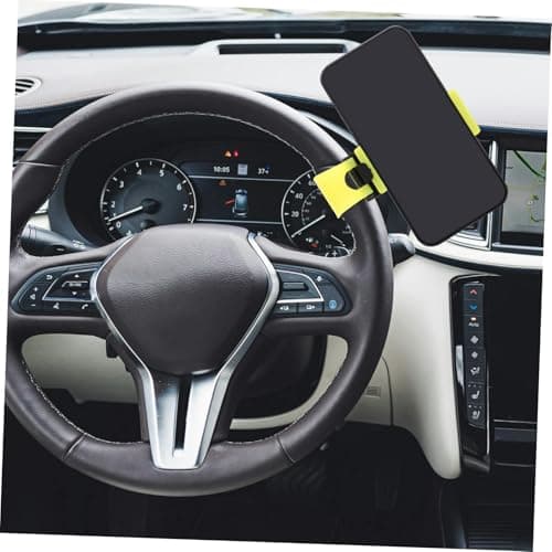 Cabilock Yellow Steering Wheel Phone Mount Universal Car Cell Phone Holder with Clip Adjustable Gps Cradle for Smartphones Driving Use — view 4