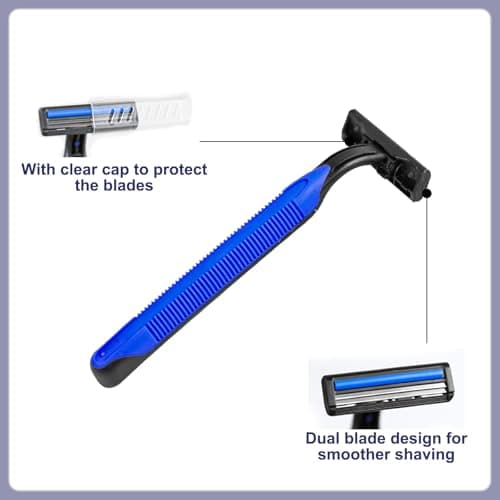 Disposable Shaving Razor Set, Individually Wrapped Manual Twin Blade Razors in Bulk Smooth Shaving Razors with Mini Shaving Cream Toiletries for Hotel Charity Camping Travel Homeless 30ml (30 Pack) — view 2