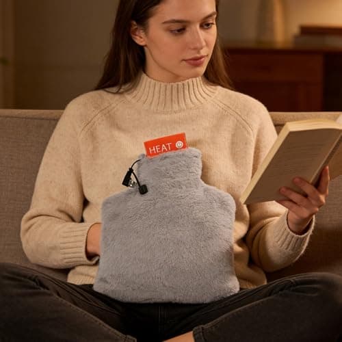 USB Rechargeable Hot Water Bottle, 3 Heat Settings Electric Heating Pad with Auto Shut-Off, Portable Flannel Warmer for Home, Office, Travel — view 4