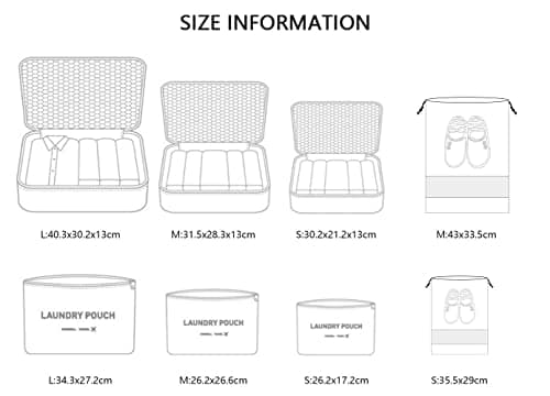 Vicloon Multifunction Packing Cubes - 8 PCS Organizer Packing Bags for Suitcase, Travel Essentials with Shoe Bag, Storage Accessories — view 4