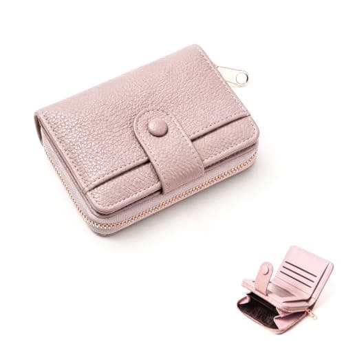 MIAOYIMIZWJ Small Purses for Women, Wallet with Zipper Coin Pocket & Multiple Compartments, Small Card Wallet with ID Window for Ladies, Ideal Gift for Her(Pink)