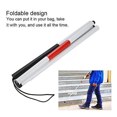 Nikou White Stick Blind Collapsible Folding Walking Stick Cane, Red White Walking Cane Long Stick Foldable Mobility Collapsible Reflective for the Blind and Vision Impaired — view 6