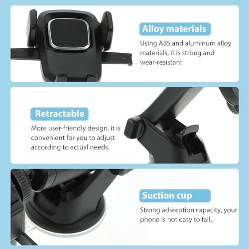 TOPBATHY Car Suction Phone Holder Car Mount for Phone, Black Abs — view 4