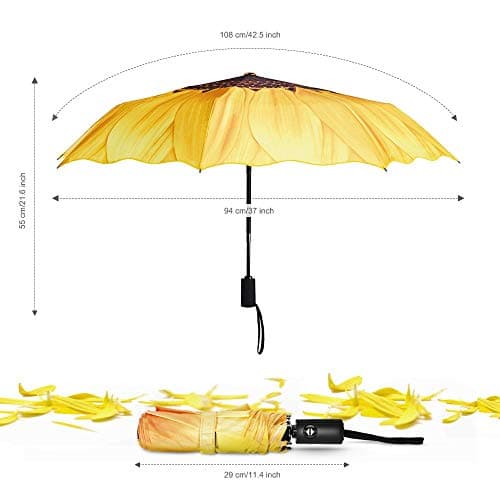 YumSur Windproof Travel Umbrellas - Lightweight Automatic Compact Folding Umbrella Blue Sky Design, Reinforced Canopy, Auto Open/Close, for Men and Women — view 3