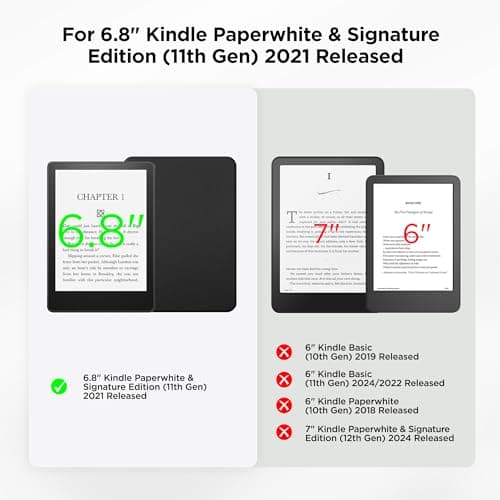 Litvana Detachable Magnetic Case for 6.8" Kindle Paperwhite (11th Generation-2021) and Kindle Paperwhite Signature Edition, Slim PU Shell Cover Case with Auto Wake/Sleep, Black — view 2
