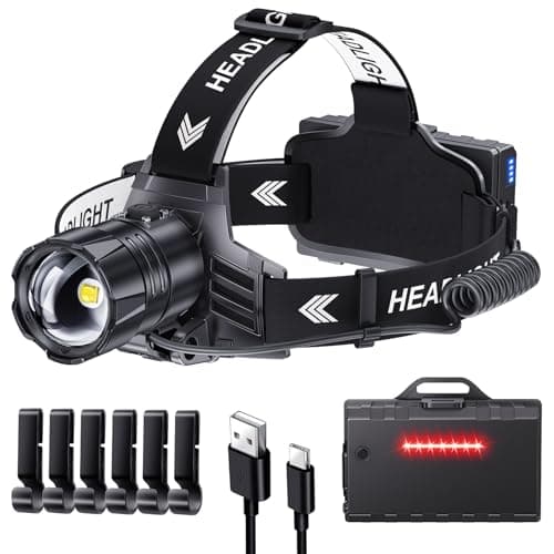 ET Head Torch Rechargeable,Super Bright 100000 LM LED Headlamp 7 Modes