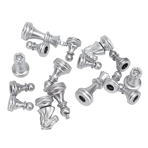 Jiawu 32 Pieces Chessmen with 1.93in King Figures, Gold and Silver — view 3