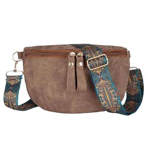 Meliyya Vintage Bumbag Faux Leather Waist Bag for Men Women Travel Festivals Running, Brown