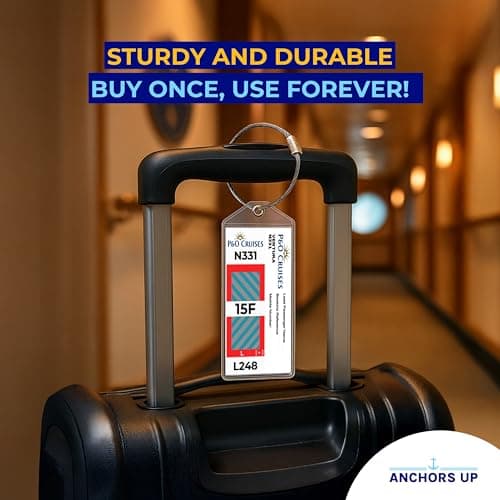 P&O Cruise Luggage Tag Holders [4 Pack] – Wide Tags – Waterproof, Durable with Steel Loops – Fits All P&O Cruise Ships for Cruising in 2026, 2027 and 2028 – Cruise Essentials — view 6