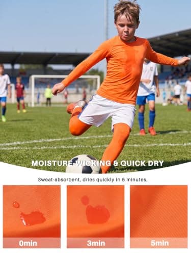 Hotfiary Kids Boys Thermal Base Layer Set Football Skin, Orange, 9-10Y — view 5