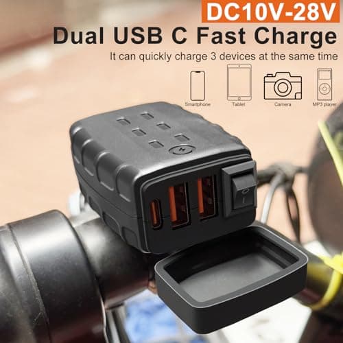 Hoembpn Motorcycle USB Charger Waterproof Fast Charging with Switch — view 2