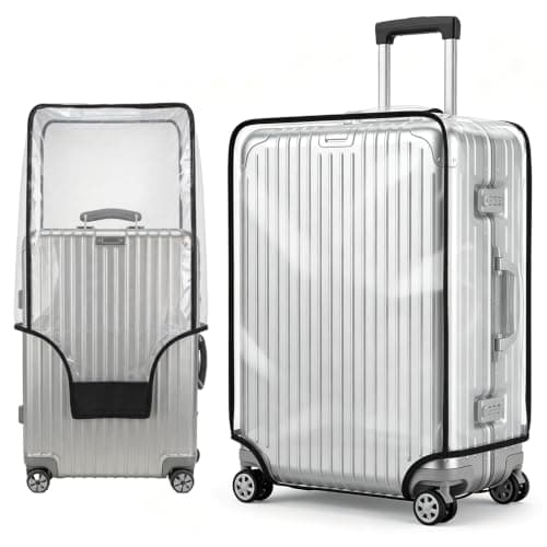 Fawley Clear PVC Suitcase Cover, Waterproof Suitcase Cover Protector Travel Luggage Covers with Reinforced Edge Dustproof and Scratchproof Suitable Protection Bag for Wheeled Trolley Case (28in)