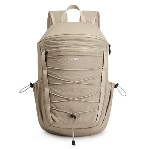 G4Free 20L Small Backpack Rucksack for Women Men, Lightweight Hiking Backpack for Walking Travel, Daypack with Drawstring (Khaki)
