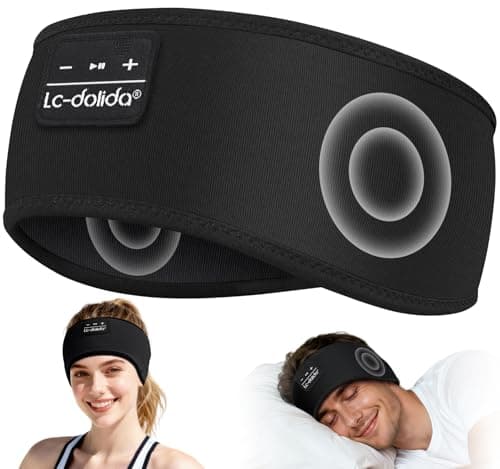 LC-dolida Sleep Headphones Headband, Soft Sleeping Headphones Bluetooth Headband with Earphones Wireless Soft Music Headband Earphones for Men Women Teens Yoga Workout Fitness Relax Travel