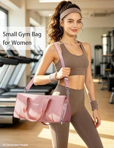 Small Gym Bag for Girls Kids,Sport Duffle Bag for Women Fitness Workout, Travel, Dance, Ballet, Swim with Shoes Compartment & Waterproof Pocket,Easy Carrying Pu Leather Handle (Pink,16"-Small) — view 5