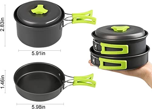 Ballery Camping Cookware, Portable Cooking Backpacking Kit, 8 Pcs Pot Pan Set with Mesh Bag for Outdoor Camping Hiking Picnic — view 5