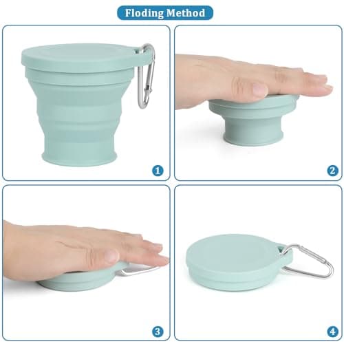 LFBEST Collapsible Cup, Silicone Foldable Cup with Sealing Lid Carabiner — view 6