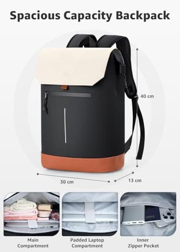 Lekespring Laptop Backpack-Waterproof Rucksack Bag for Women Men, School Bag for Students, Work Backpack, Brown — view 5