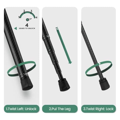 Fotopro 62 Inch Carbon Fiber Tripod for Camera Ultralight Travel Camera Tripod Max Loads Up 22lbs X-Aircross 3 Green — view 5