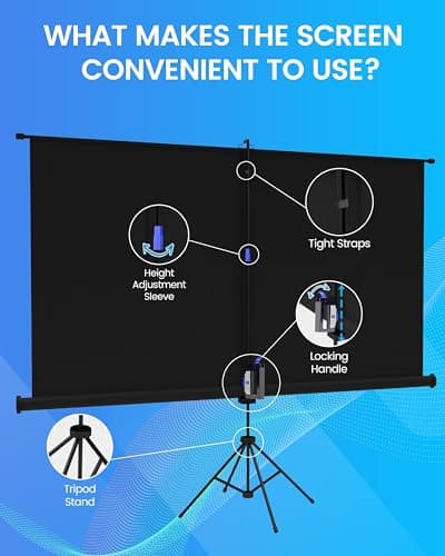 ABIS 100 Inch Tripod Projector Screen, 2K/8K Ultra HD 16:9 Outdoor/indoor Projector Screen with Front Projections | Perfect for Home Theatre, Travel, Classrooms, Offices — view 5