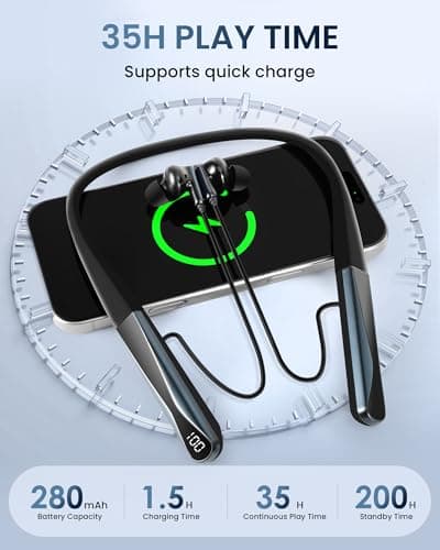 Nsyee A18C Neckband Headphones, ANC Bluetooth 5.4 Wireless Earphones — view 3