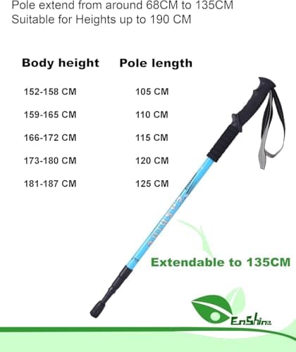 2 X Hikehobby® Antishock With Handle Trekking Walking Hiking Stick Pole (orange) — view 3
