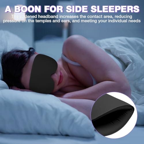 URAQT 100% Blackout Sleep Masks, 2PCS 3D Adjustable Deep Eye Mask, Zero Pressure Sleeping Eye Mask, Ergonomic Design, Unisex for Sleeping, Nap, Travel — view 6