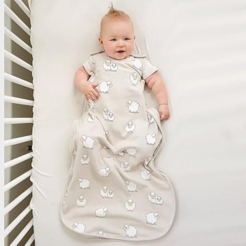 Woolino Ultimate 4 Season Baby Sleeping Bag - Merino Wool Baby Sleep Sack, Organic Cotton Outer, Temperature Regulating Year Round Wearable Blanket, Adjustable Universal Size 2-24 Months - Sheep — view 2