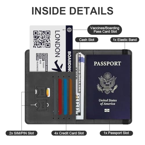 APXEL Passport Cover and Suitcase Tag Set, PU Leather Passport Covers — view 4
