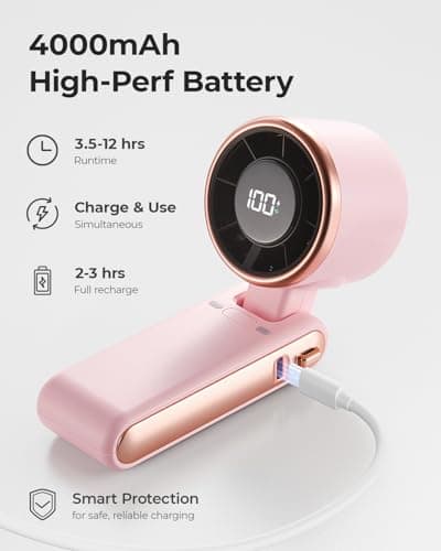 Bearwind Portable Handheld Turbo Fan, 5-Speed High Airflow, 4000mAh Battery — view 5
