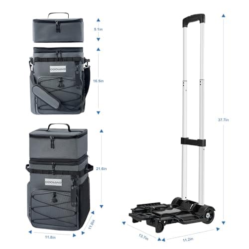 Odoland Cooler Box on Wheels, Leakproof Insulated Soft Rolling Cooler Bag with Stable All Terrain Cart and Handle Collapsible for Camping Beach Fishing Picnic (45L/72Cans Hrey) — view 4