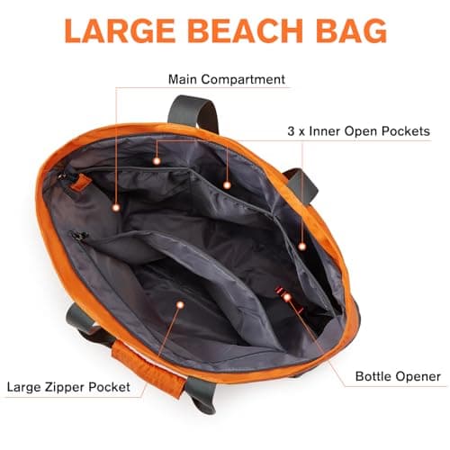G4Free Large Beach Bag for Women Waterproof Sandproof Beach Tote Bag with Makeup Bag Zipper Pocket(Sunset Pattern) — view 4