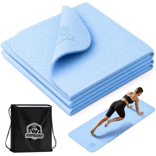 HAPBEAR Foldable Yoga Mat - 183×61cm×6mm, Includes Carry Bag