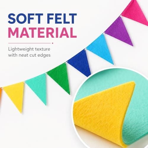 36 Flags 25ft Bunting, Colourful Fabric Bunting Banner for Birthday Garden Party Wedding Festival Home Decorations, Felt Triangle Flags Pennant Garland — view 3