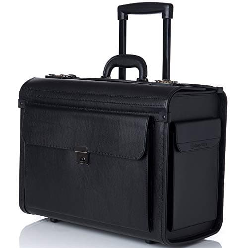 alpine swiss Rolling 17" Laptop Briefcase on Wheels Attache Lawyers Case Legal Size Black