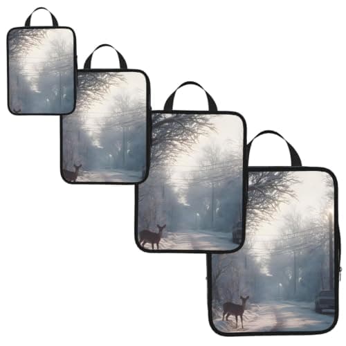 Winter Print 4 Set Expandable Packing Organizers For Luggage Suitcase Travel Accessories — view 2