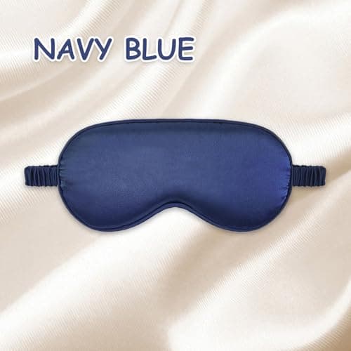 Sleep Mask Silk Eye Mask for Sleeping, Blackout Anti-Allergy Silk Eye Mask with Elastic Strap for Night,Travel,Nap,Meditation (Blue) — view 2