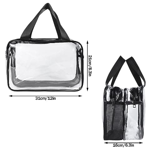 Clear Toiletry Bag, Large Plastic Travel Wash Bag Makeup Bags with Handle — view 3
