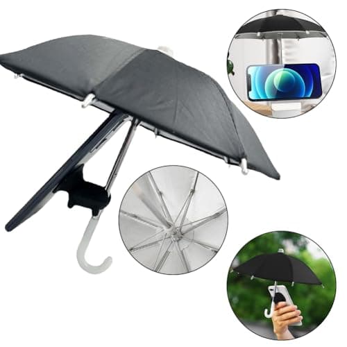 QYEHF Anti-Glare Phone Umbrella Sun Shade, Holder with Suction Plug for Car Navigation Sunscreen, Mini Sunscreen Travel Cell Phone Umbrella, Smartphone Outdoor Stand (black) — view 3