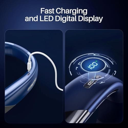 RETZLA Portable Neck Fan Personal 2400mAh Bladeless Cooling Neck Fan Wearable Around Your Neck Hands-Free Rechargeable for Travel Essentials — view 4