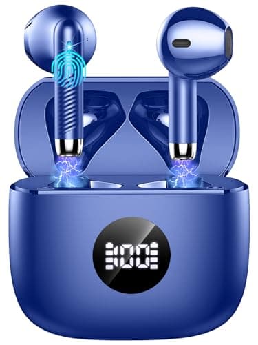 Wireless Earbuds, Bluetooth 5.4 Headphones in Ear with 4 ENC Noise Cancelling Mic, Bluetooth Earbuds 40Hrs Playtime, Wireless Earphones HiFi Stereo Deep Bass, IP7 Waterproof, USB-C Fast Charge Blue