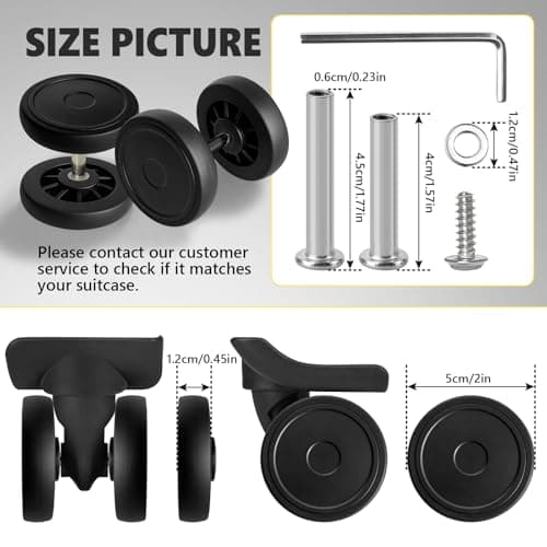 8 Pack 50mm Luggage Wheels Replacement Kit for Suitcase Caster Repair — view 2