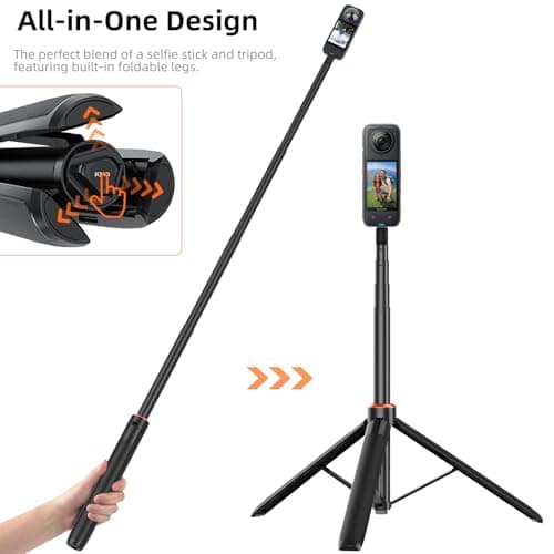 2-in-1 Invisible Selfie Stick + Tripod Stand, for Insta360 X6/X5/X4/X3 — view 2
