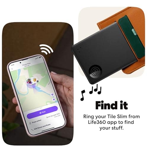 Life360 Tile Starter Pack - Bluetooth Trackers and Item Finders for Keys, Wallets & More. Both iOS and Android Compatible. Phone Finder. 2-Pack (Black Tile/Slim) — view 4